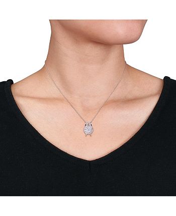 Macy's - Created Blue and White Sapphire (2 3/4 ct. t.w.) Chick Bird Necklace in 18k Two-Tone Over Sterling Silver