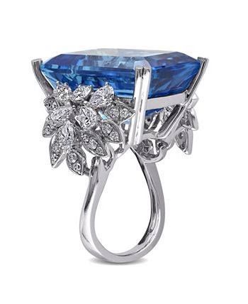 Macy's - Blue Topaz (28 1/4 ct. t.w.) and Diamond (1 3/4 ct. t.w.) Ring in 14k White Gold