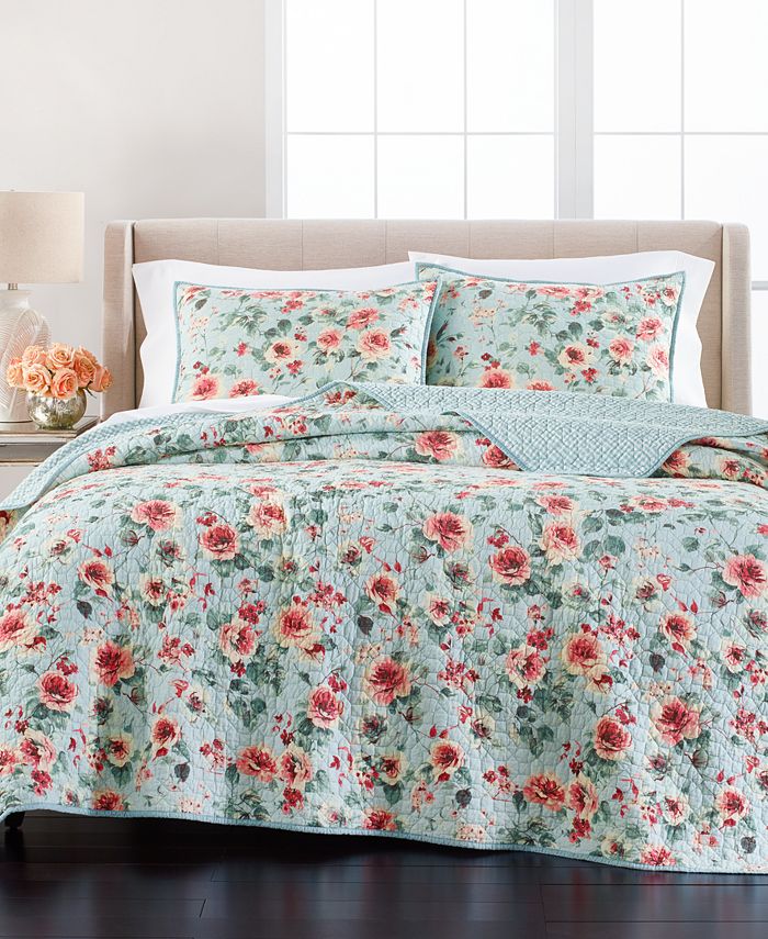 Martha Stewart Collection CLOSEOUT! Garden Floral Full/Queen Quilt, Created  for Macy's - Macy's