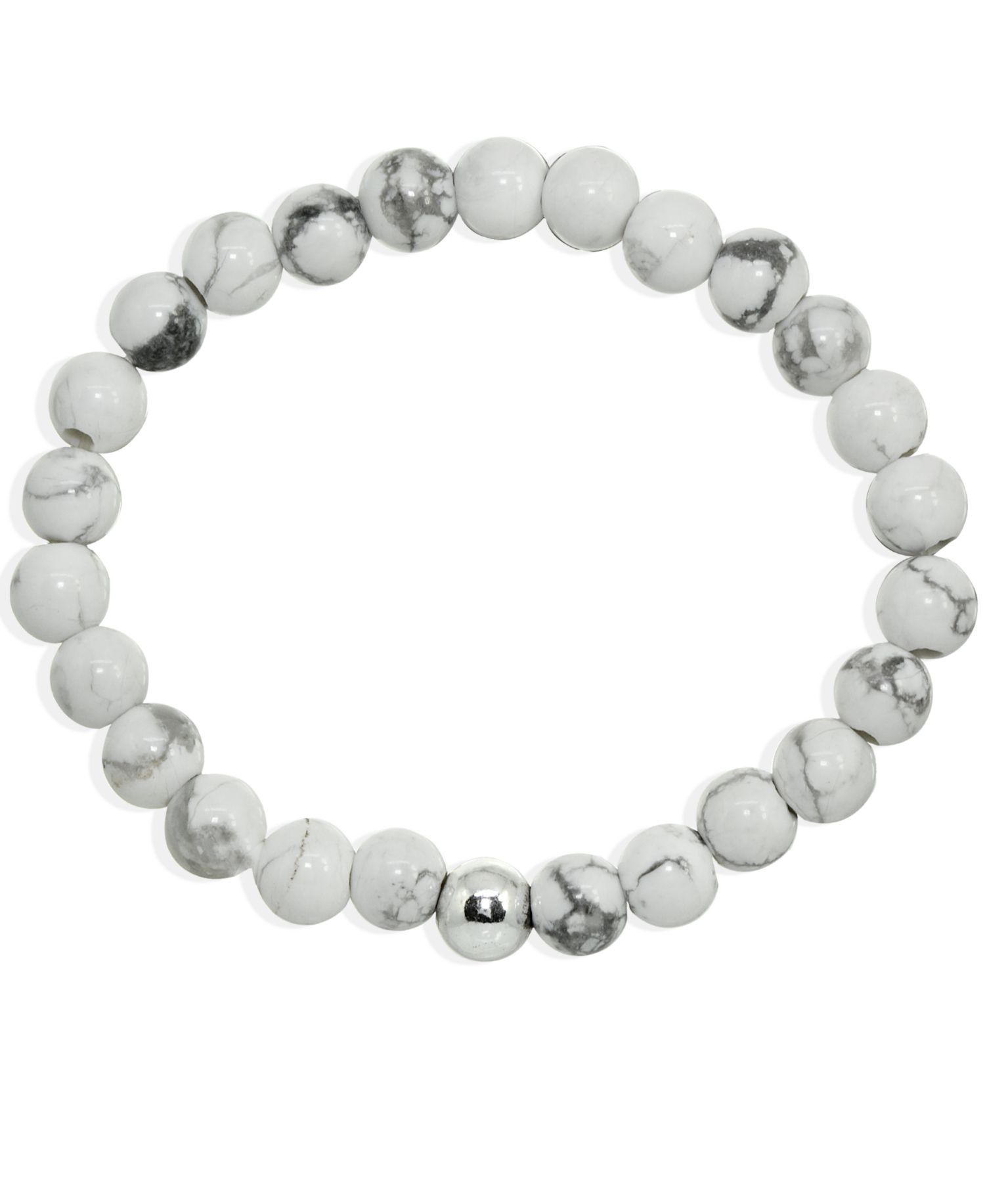 Genuine Stone Bead Stretch Bracelet with Silver Plate or Gold Plate Bead Accent