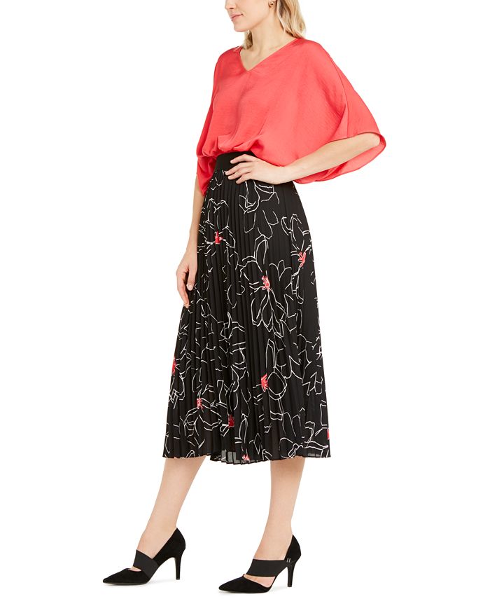 Alfani Printed Pleated Midi Skirt, Created for Macy's - Macy's