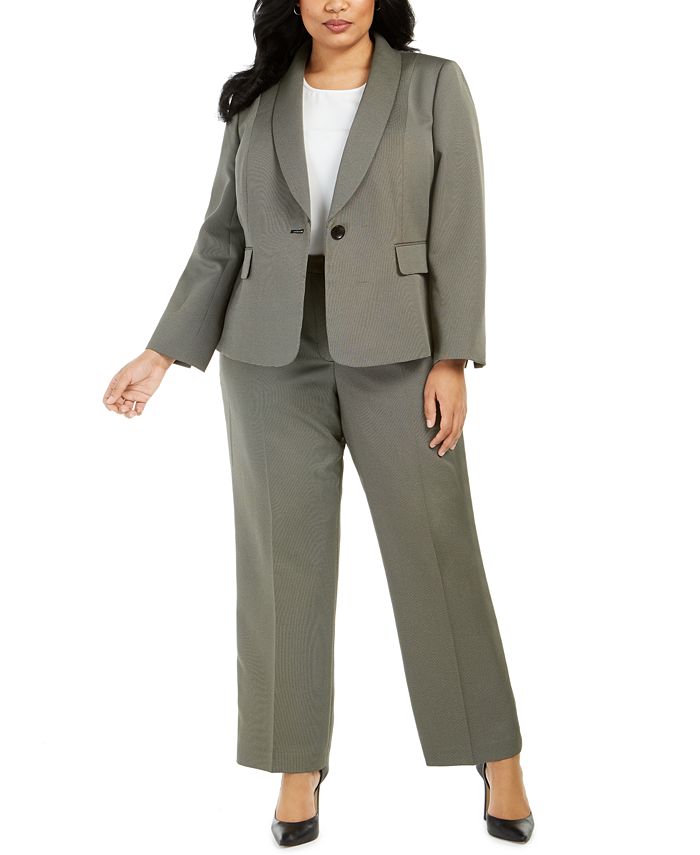 Le Suit Plus Size Shawl-Lapel Pants Suit - Macy's