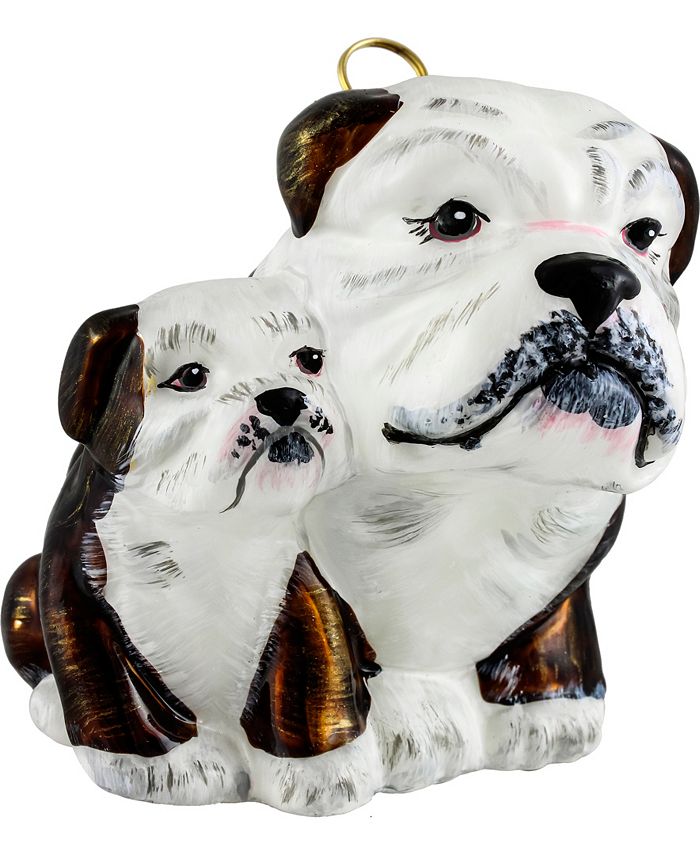 Joy to the World - Bulldog Mother with Puppy- Brown & White..