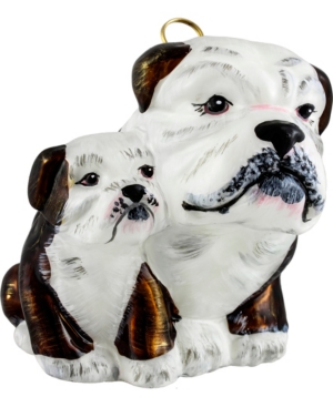 Joy to the World Bulldog Mother with Puppy- Brown & White