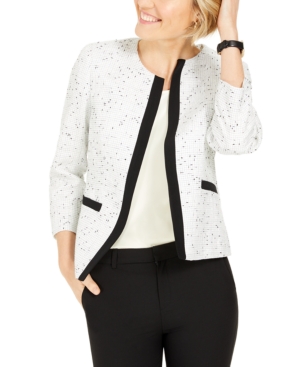 Kasper Contrast-Trim Tweed Jacket