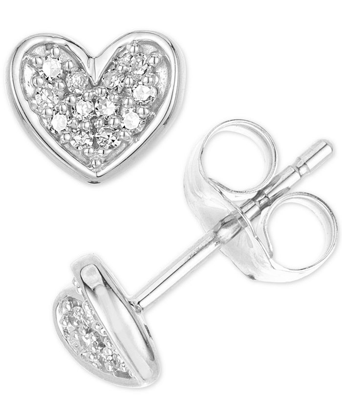 Elsie May Diamond Heart Stud Earrings (1/20 ct. t.w.) in Sterling