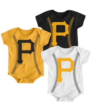 Outerstuff Baby Pittsburgh Pirates Running Home 3 Piece Bodysuit Set In Black