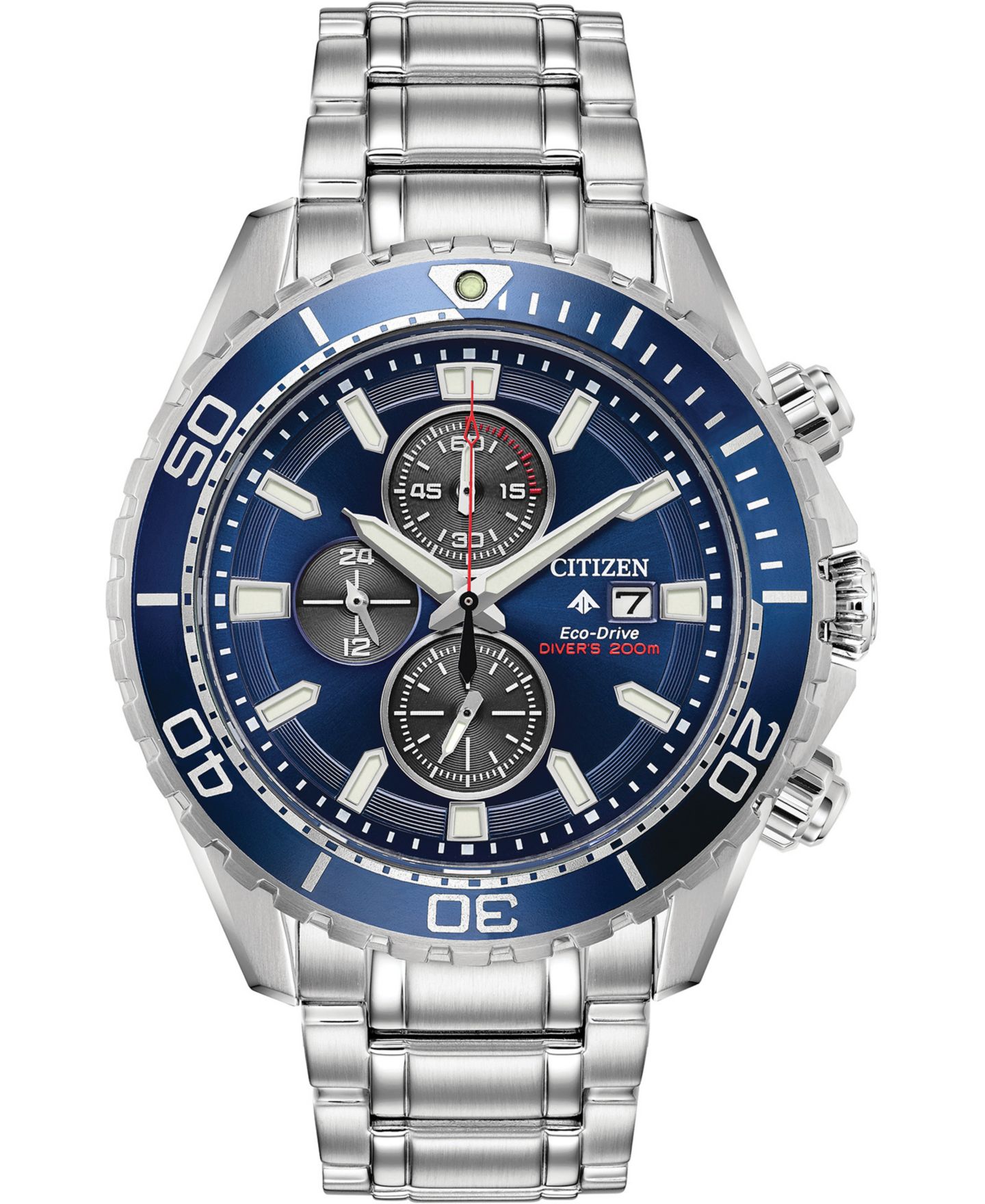 Мужские часы Citizen Eco-Drive Chronograph Promaster Diver Stainless Steel Bracelet Watch 46mm — фото 1
