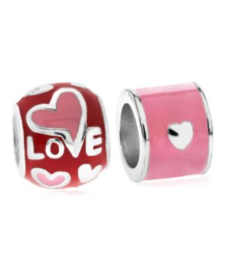 Rhona Sutton - Children's Enamel Love Bead Charms - Set of 2 in Sterling Silver