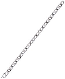 Sterling Silver Crystal Curb Link Chain Bracelet