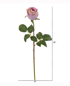 Nearly Natural 21in. Rose Bud Artificial Flower Set Of 6 In Lavender