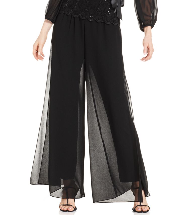 Silk chiffon wide-leg pants in Black for