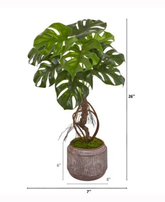 26in. Monstera Artificial Plant in Stoneware Planter