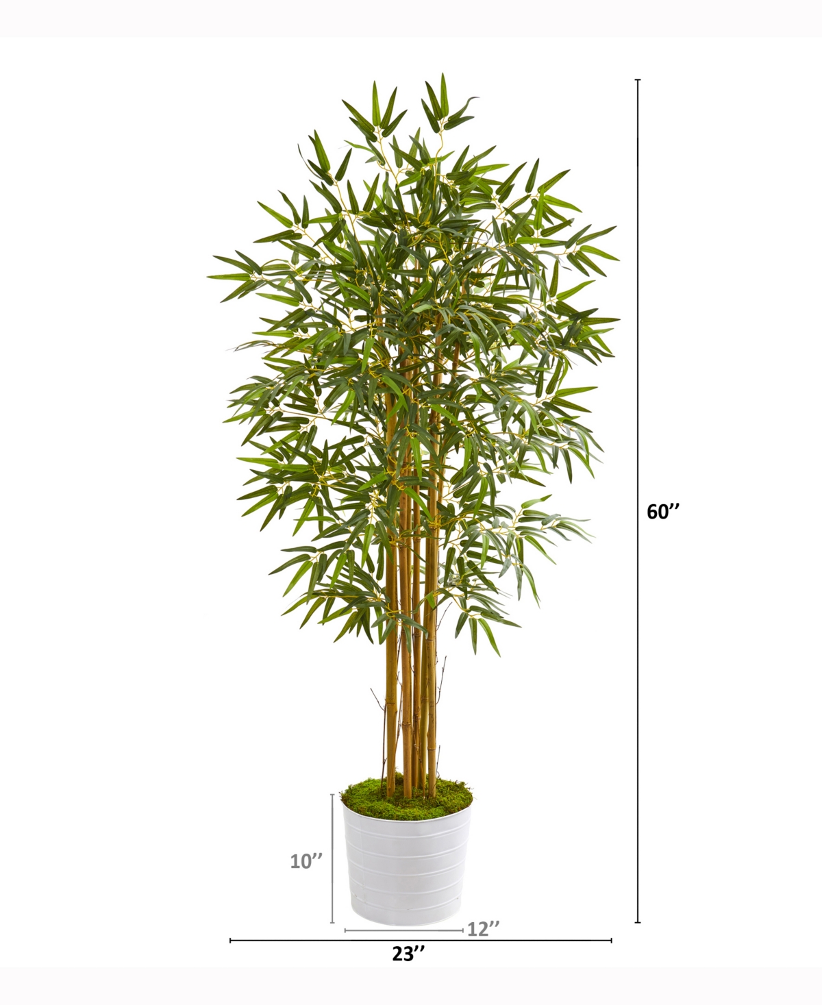 NEARLY NATURAL 5FT. BAMBOO ARTIFICIAL TREE IN WHITE TIN PLANTER 