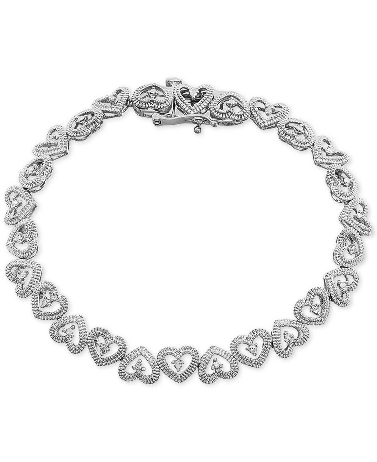 MACY'S DIAMOND HEART LINK BRACELET (1/10 CT. T.W.) AVAILABLE IN STERLING SILVER OR 18K GOLD-PLATED STERLING
