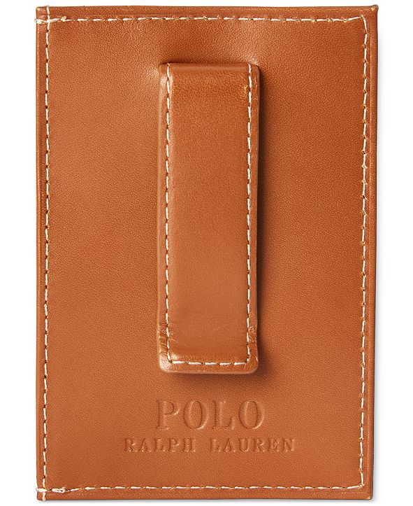 Polo Ralph Lauren Men's Burnished Leather Card Case with Money Clip