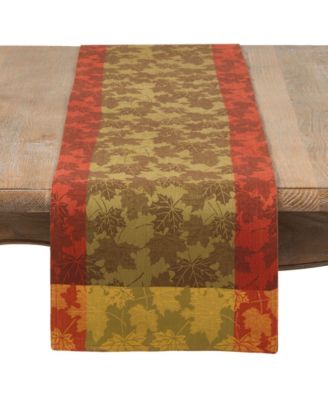 Fall Maple Leaf Damask Cotton Table Runner