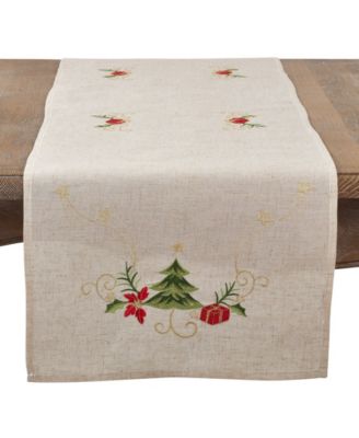 Embroidered Christmas Tree Table Runner