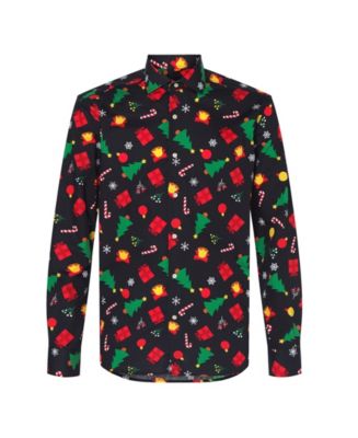 OppoSuits Men's Christmas Icons Black Christmas Shirt, Size: Medium