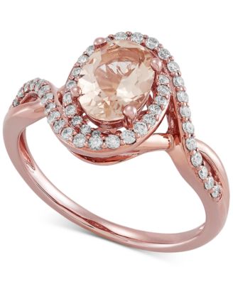 Morganite (1-1/20 ct. t.w.) & Diamond (1/3 ct. t.w.) Ring in 10k Rose ...