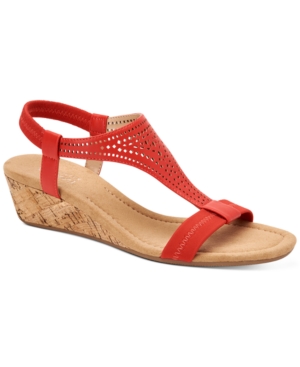 Macy's red wedge sales shoes