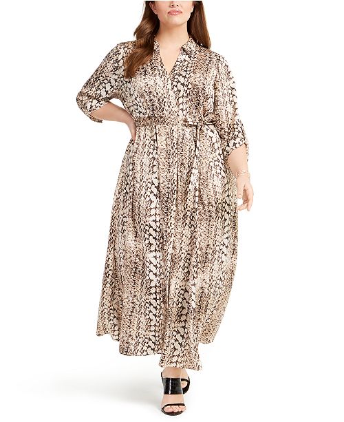 Inc International Concepts Inc Plus Size Printed Belted Shirtdress