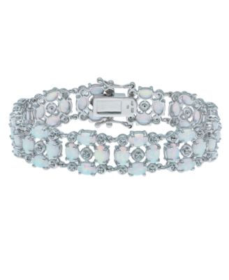 Macy's - Opal (12-1/2 ct. t.w) and White Topaz (1/2 ct. t.w) Tennis Bracelet in Sterling Silver