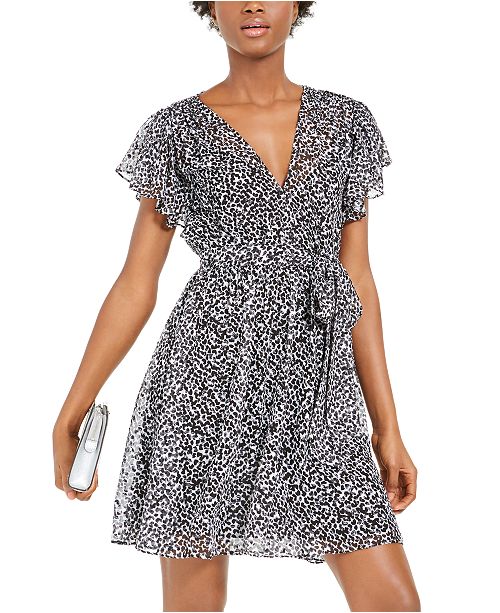 Michael Kors Petal Print Belted Dress Reviews Women Macy S
