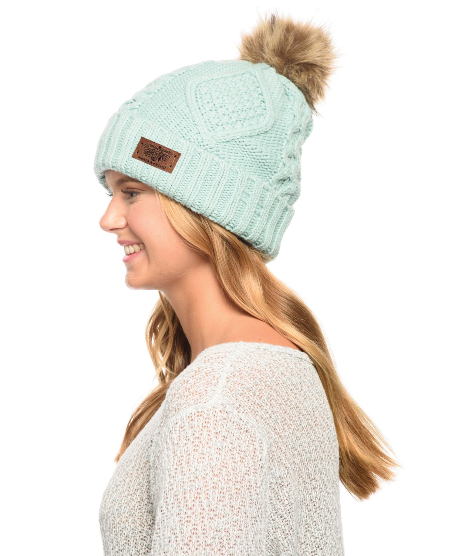 Faux Fur Pom Beanie with Fleece Lining