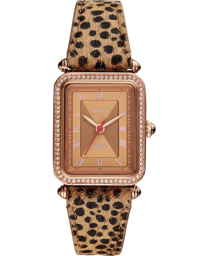 Fossil Women s Lyric Animal Print Leather Strap Watch 28mm Macy s