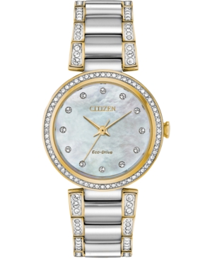 image of Citizen Eco-Drive Women-s Silhouette Crystal Two-Tone Stainless Steel Bracelet Watch 28mm