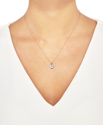 Mother-of-Pearl & Enamel Evil Eye 18" Pendant Necklace in 10k Gold