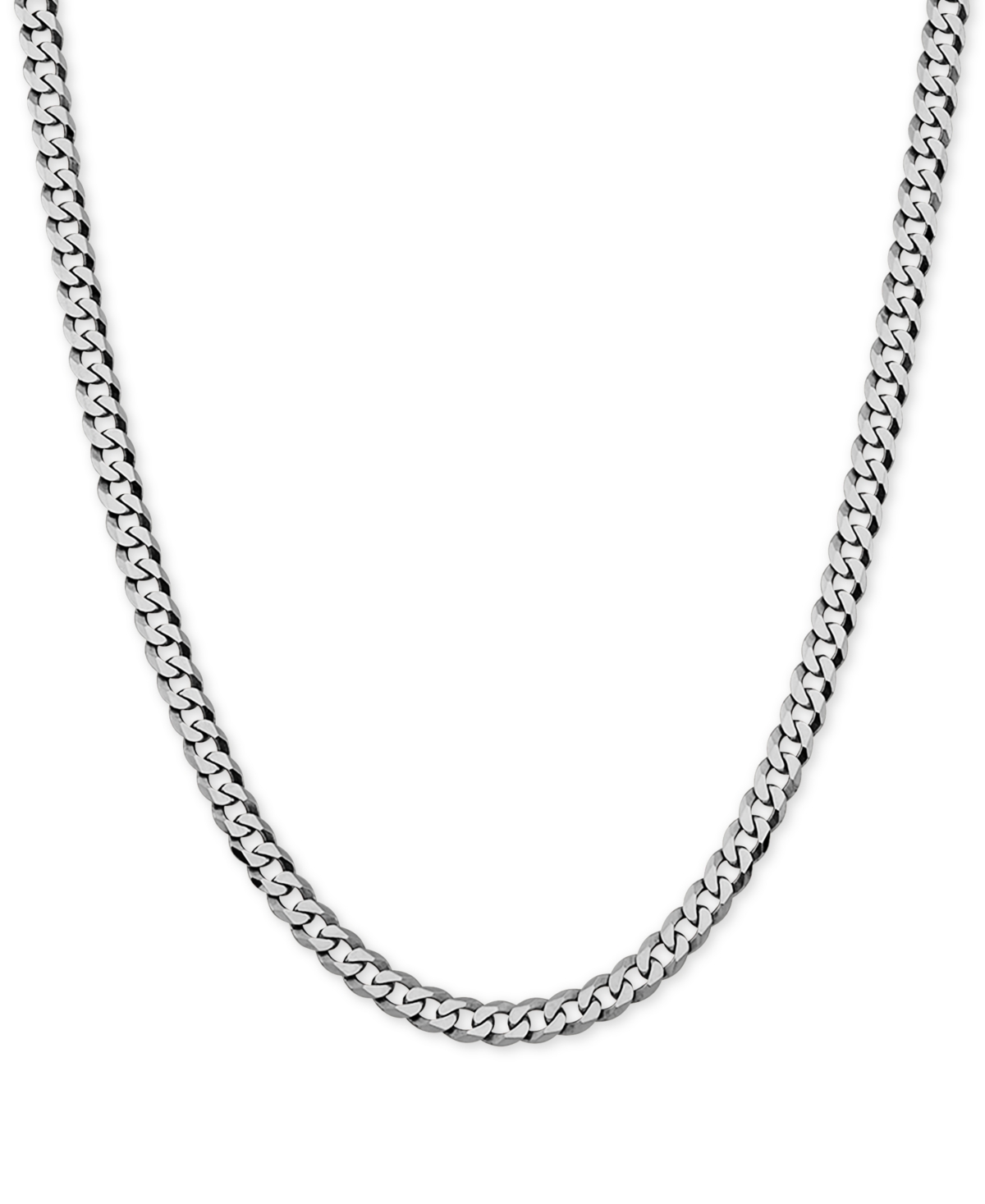 Flat Curb Link 18" Chain Necklace in Sterling Silver - Silver