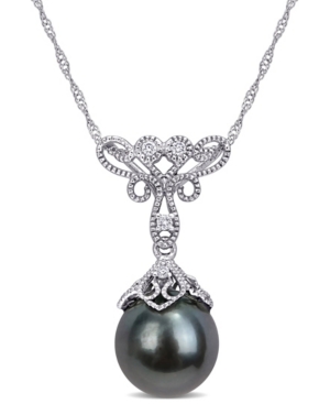 image of Tahitian Cultured Pearl (9-9.5mm) and Diamond Vintage 17