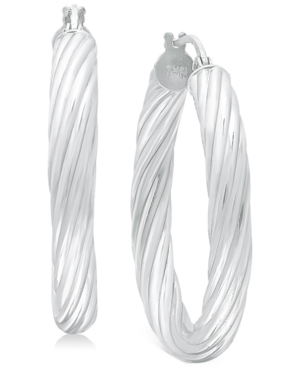 image of Giani Bernini Medium Rounded Twist Hoop Earrings in Sterling Silver, 1.1