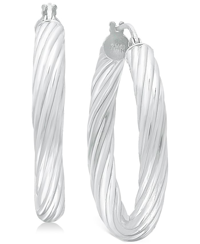 Giani Bernini - Medium Rounded Twist Hoop Earrings in Sterling Silver, 1.1