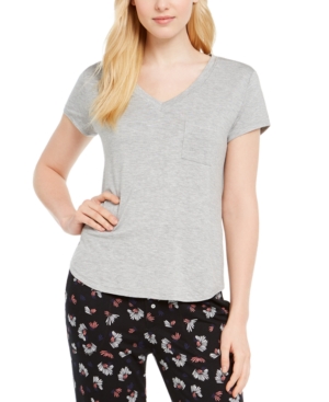 Alfani Essentials Ultra-soft Knit Pajama Top, Created For Macy's In Grey Heather