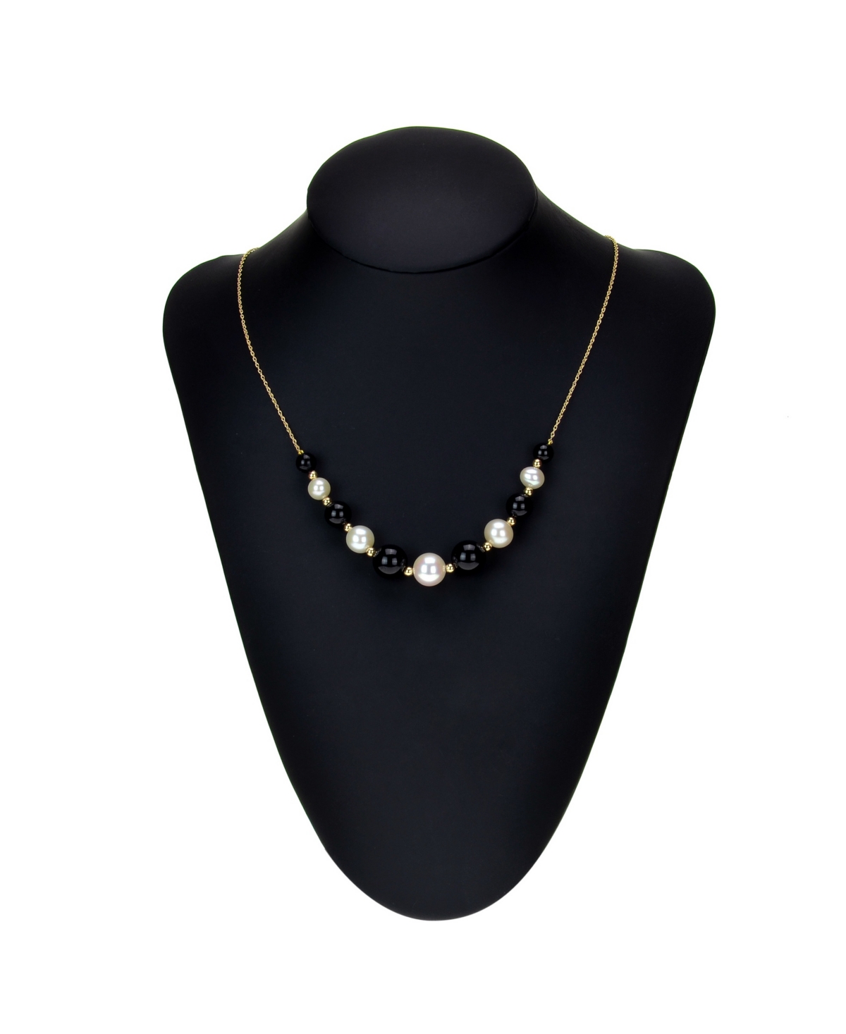 White Freshwater Cultured Pearls (6.5-9.5mm) with Blue Lapis (27 ct. t.w), and Gold Beads (3mm) 18