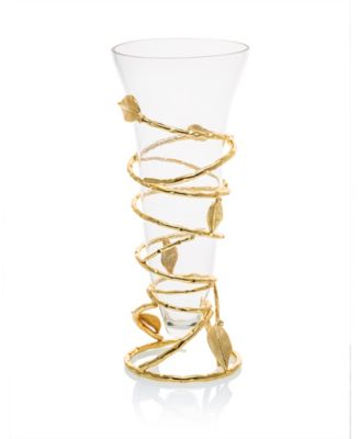 Glass Vase with Removable Gold Leaf Base