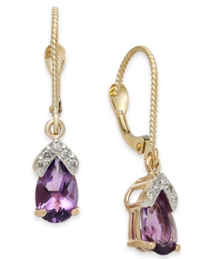 image of Amethyst (1-5/8 ct. t.w.) & Diamond Drop Earrings in 14k Rose Gold