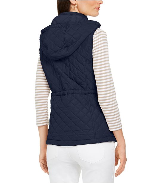 Charter Club Woven Hooded Quilted Vest, Created for Macy's & Reviews ...
