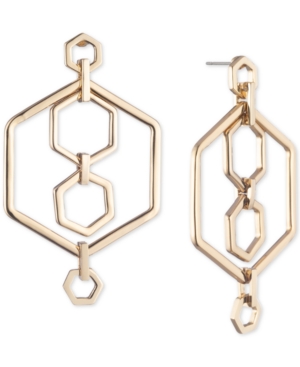 image of Dkny Gold-Tone Hexagon Orbital Drop Earrings