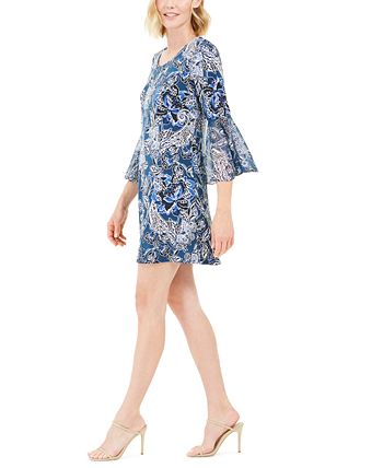 MSK Petite Bell-Sleeve Paisley Dress - Macy's