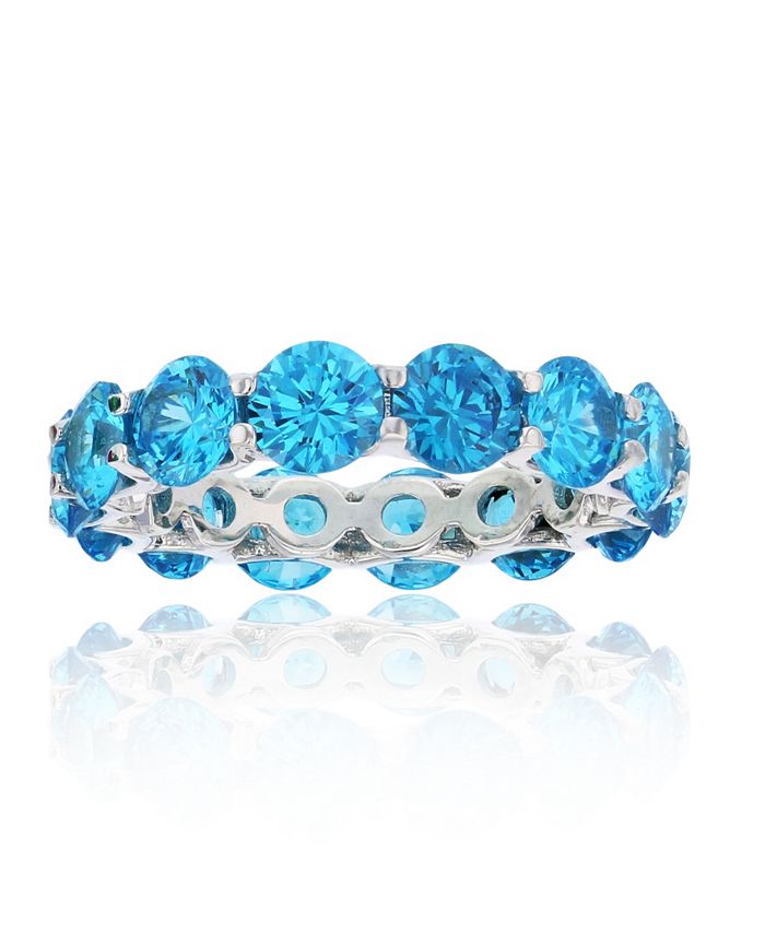 Macy's - Blue Cubic Zirconia Eternity Band in Rhodium Plated Sterling Silver