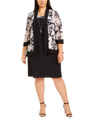 macy's plus size jacket dresses