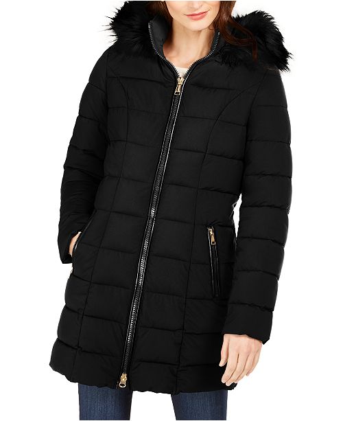 Laundry By Shelli Segal Hooded Faux Fur Trim Puffer Coat Reviews Coats Women Macy S