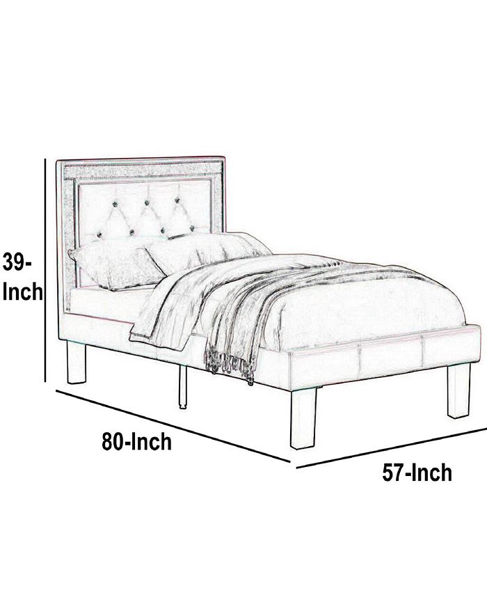 Benzara Silky and Sheeny Wooden Full Bed with Polyurethane Tufted Headboard Macy's