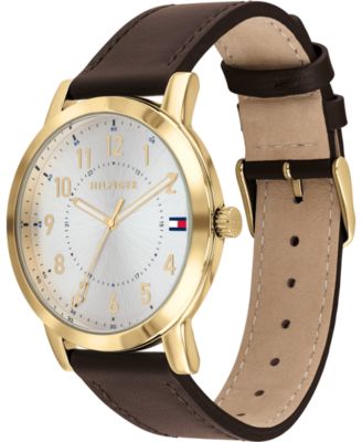 Men's Brown Leather Strap Watch 42mm, Created for Macy's
