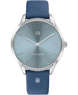 image of Tommy Hilfiger Women-s Blue Leather Strap Watch 36mm