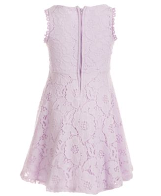 Bonnie Jean Girls' Lace Overlay Knit Dress - Chevron Print, Hi-Low Hem With Shoulder Tie